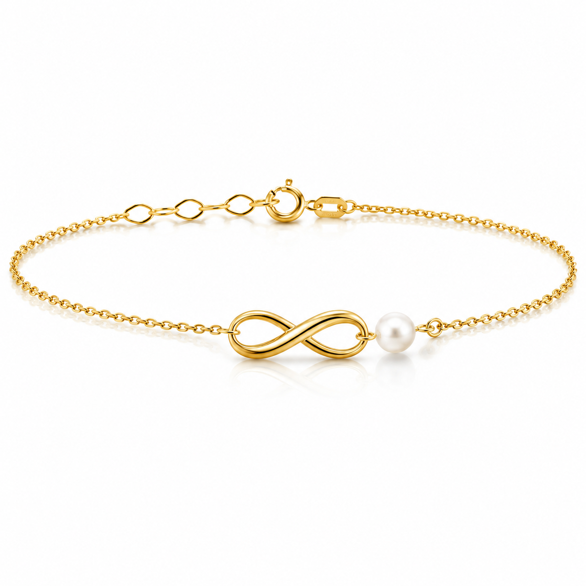 9K Gold Freshwater Pearl Infinity Bracelet