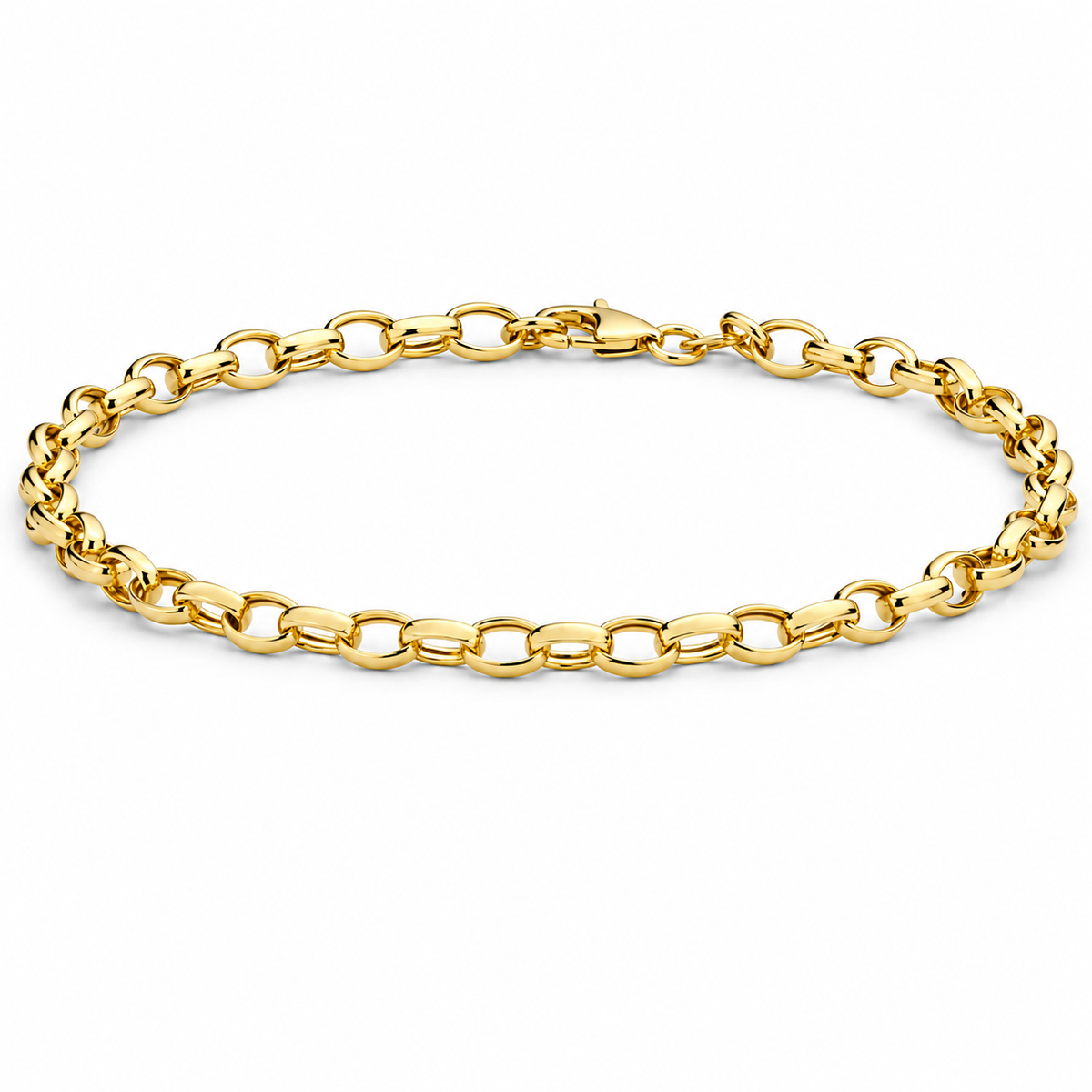 9K Gold Hollow Oval Belcher Bracelet