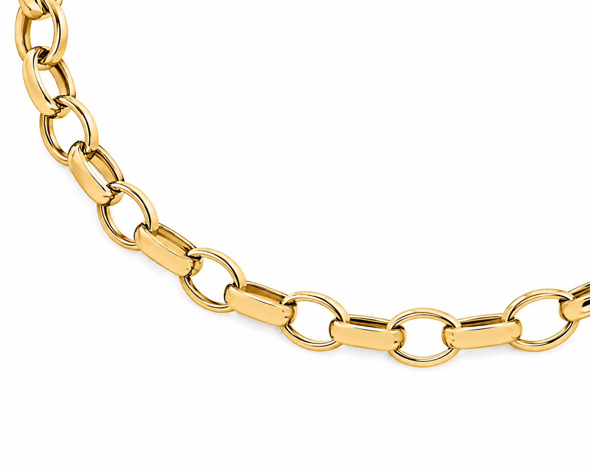 9K Gold Hollow Oval Belcher Bracelet