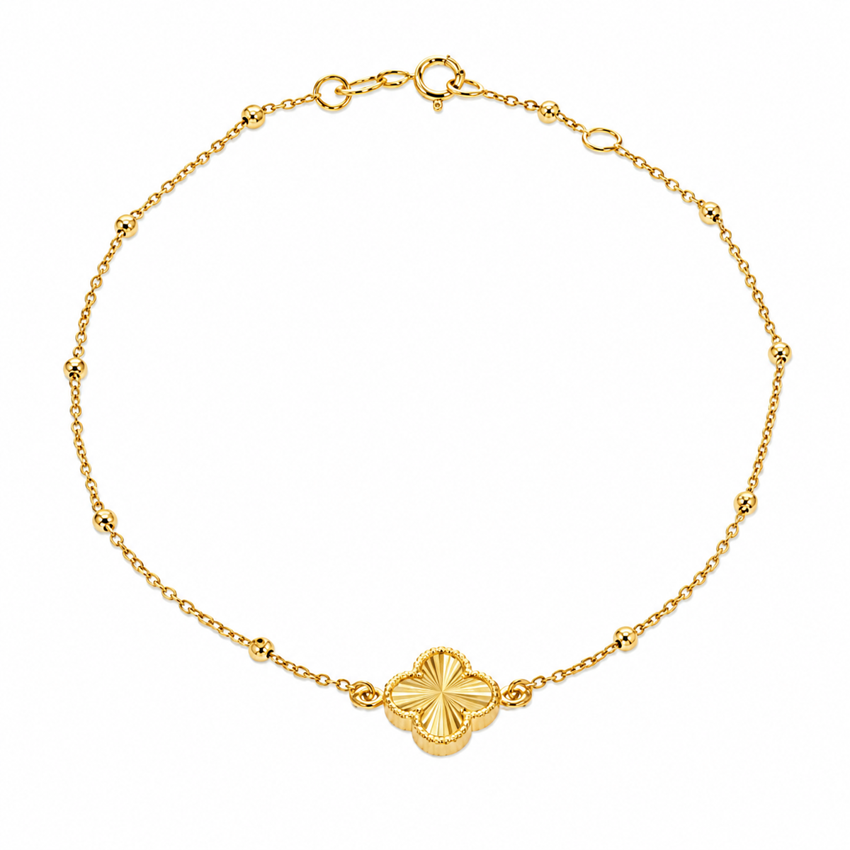 9K Gold Rainbow Cut Clover Bracelet