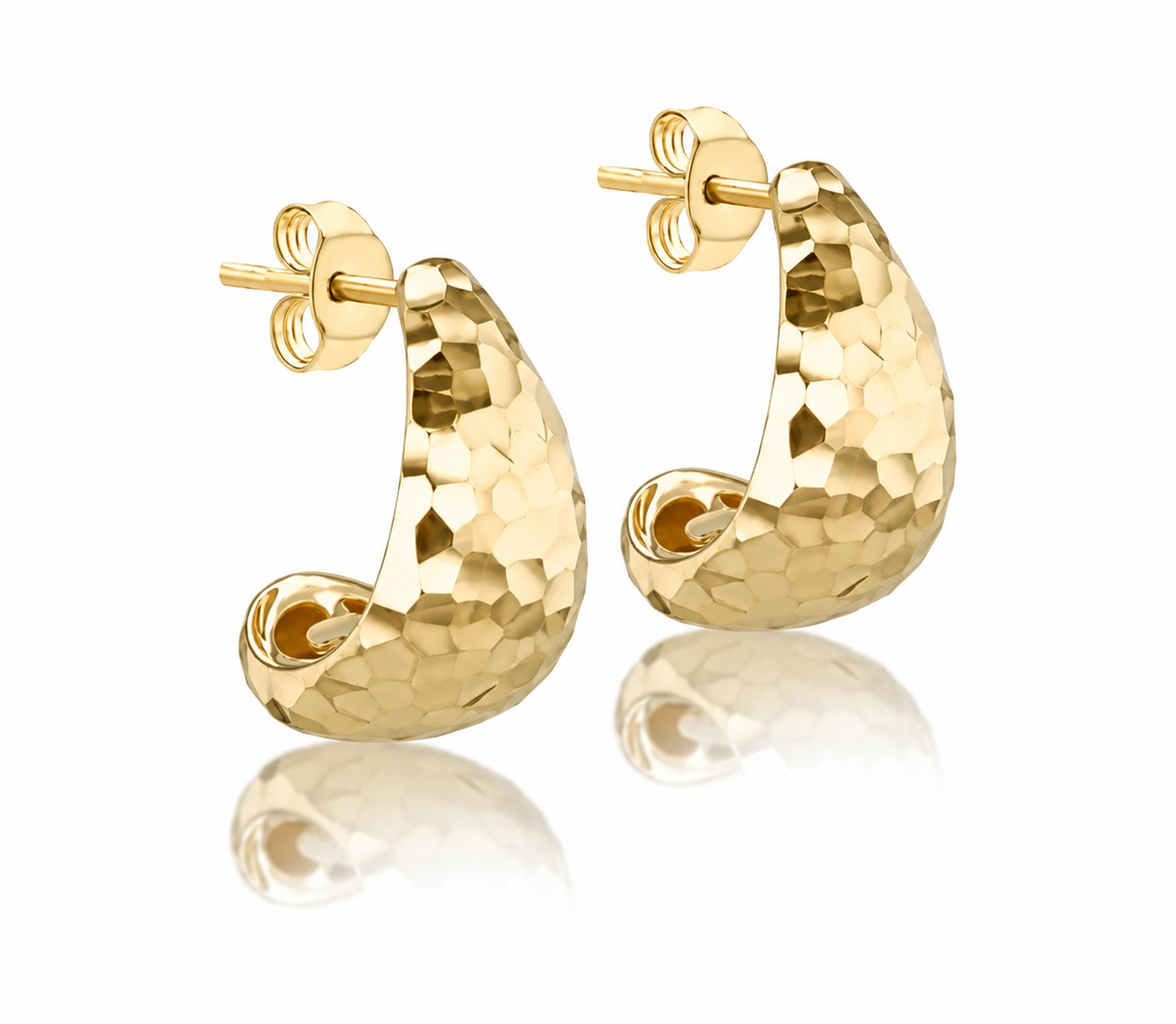 9K Gold Hammered Half-Hoops
