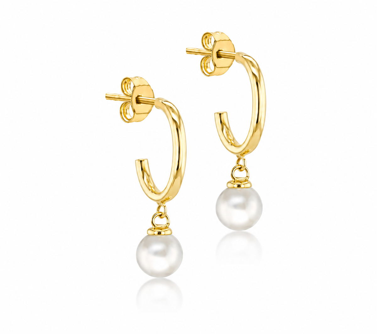 9K Gold Freshwater Pearl Half-Hoop Earrings
