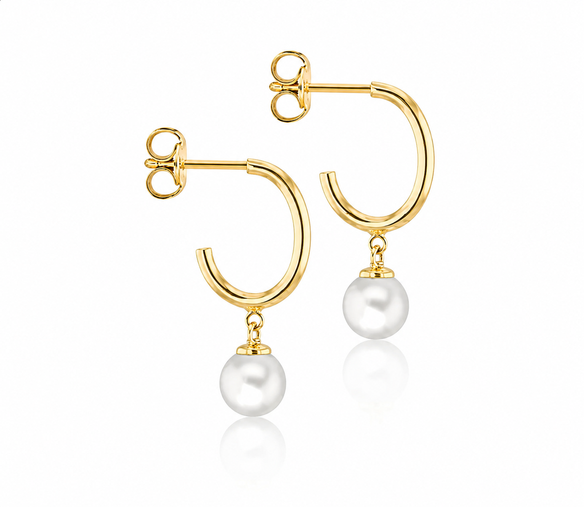 9K Gold Freshwater Pearl Half-Hoop Earrings