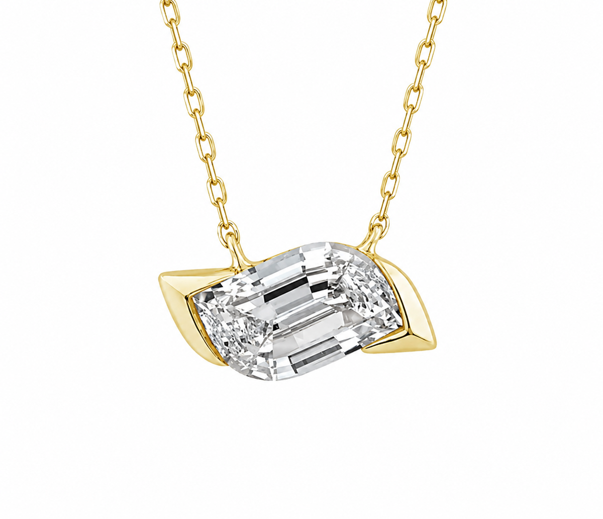 9K Gold 0.5ct Diamond Step-Cut Necklace