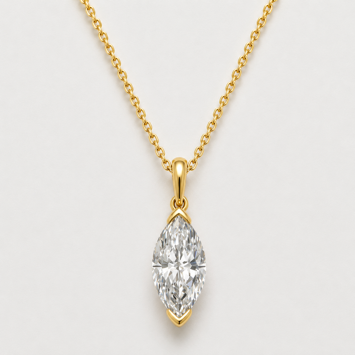 9K Gold Marquise Diamond Drop Necklace