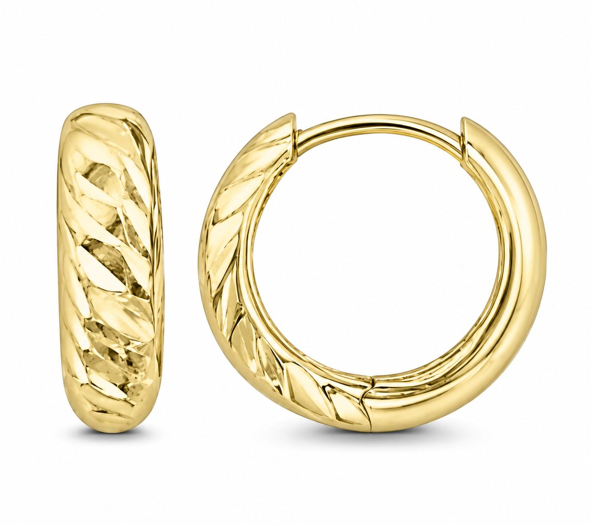 9K Gold Textured Creole Huggies