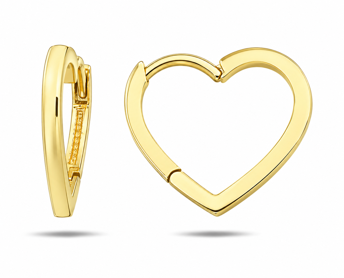 9K Gold Heart Hoop Earrings