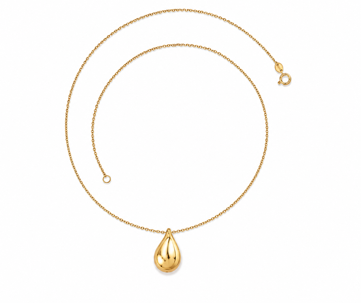 9K Gold Bold Drop Necklace