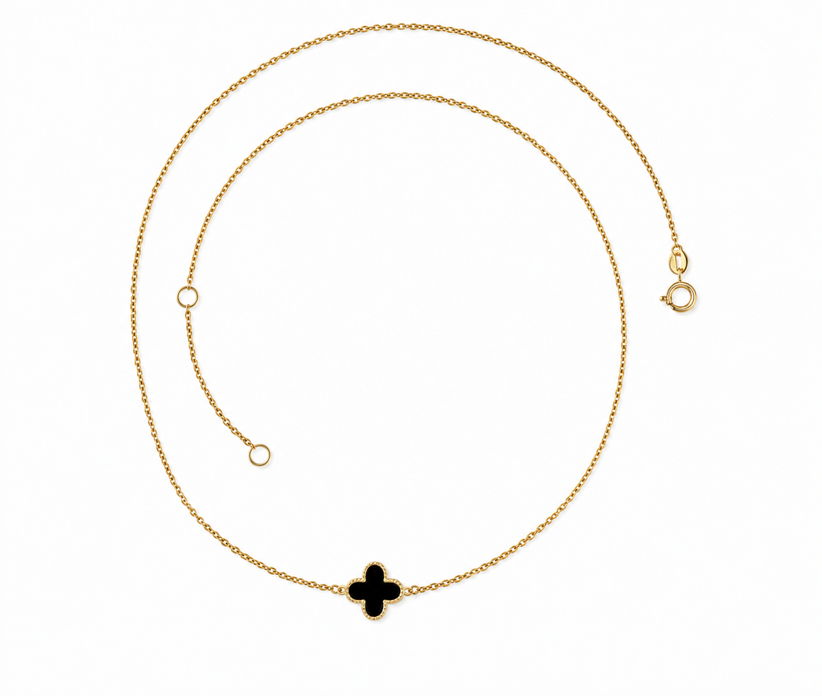 9K Gold Black Clover Necklace