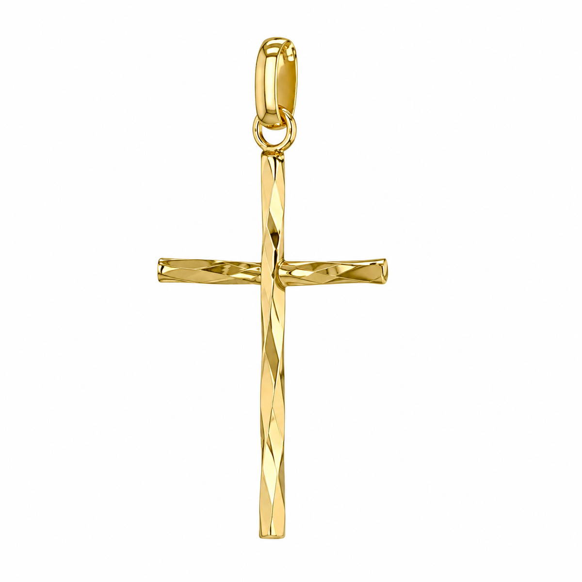 9K Gold Diamond-cut Cross Pendant