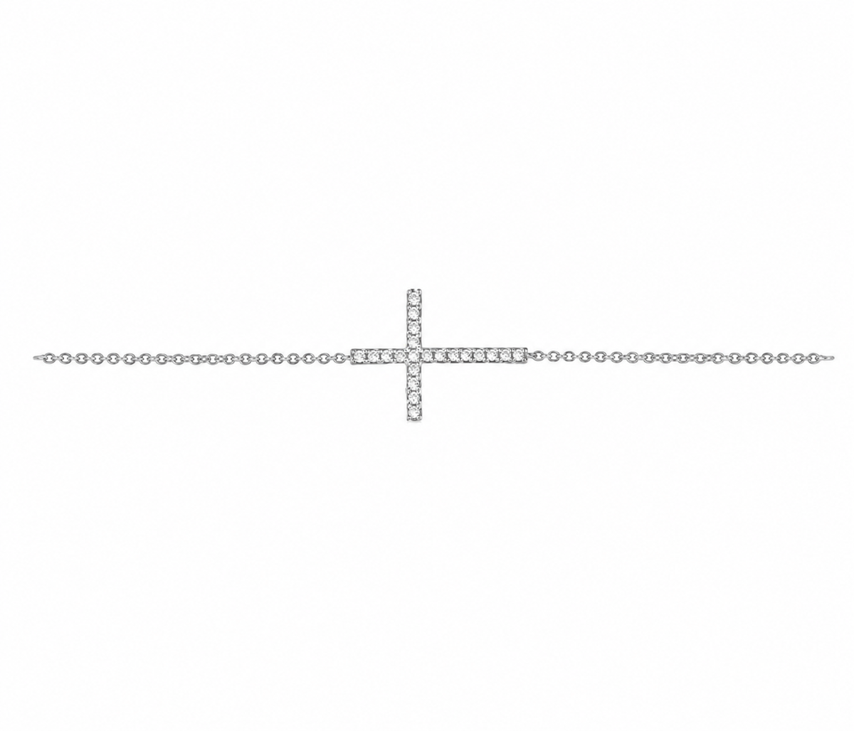 9K Gold 0.12ct Diamond Cross Bracelet