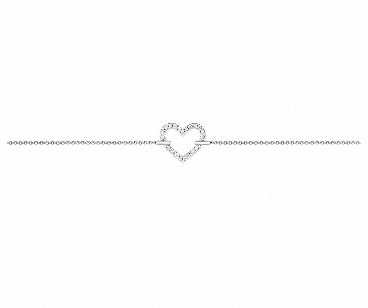 9K Gold 0.07ct Diamond Heart Bracelet