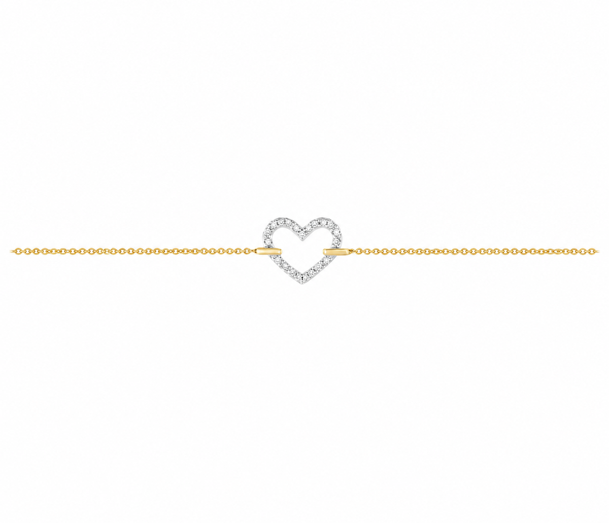 9K Gold 0.07ct Diamond Heart Bracelet