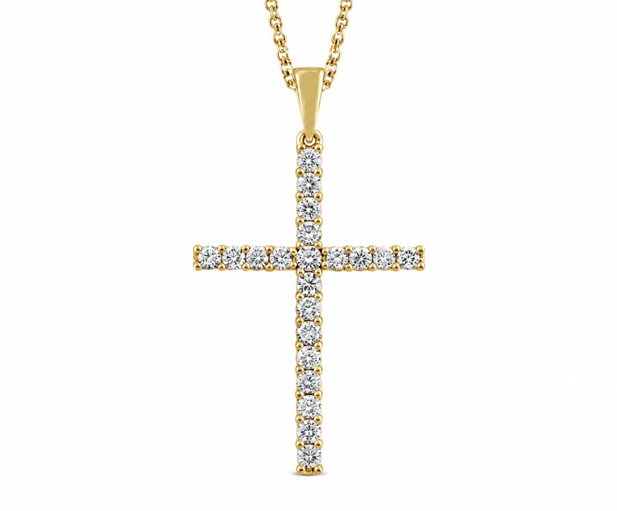 9K Gold 0.50ct Diamond Cross Necklace