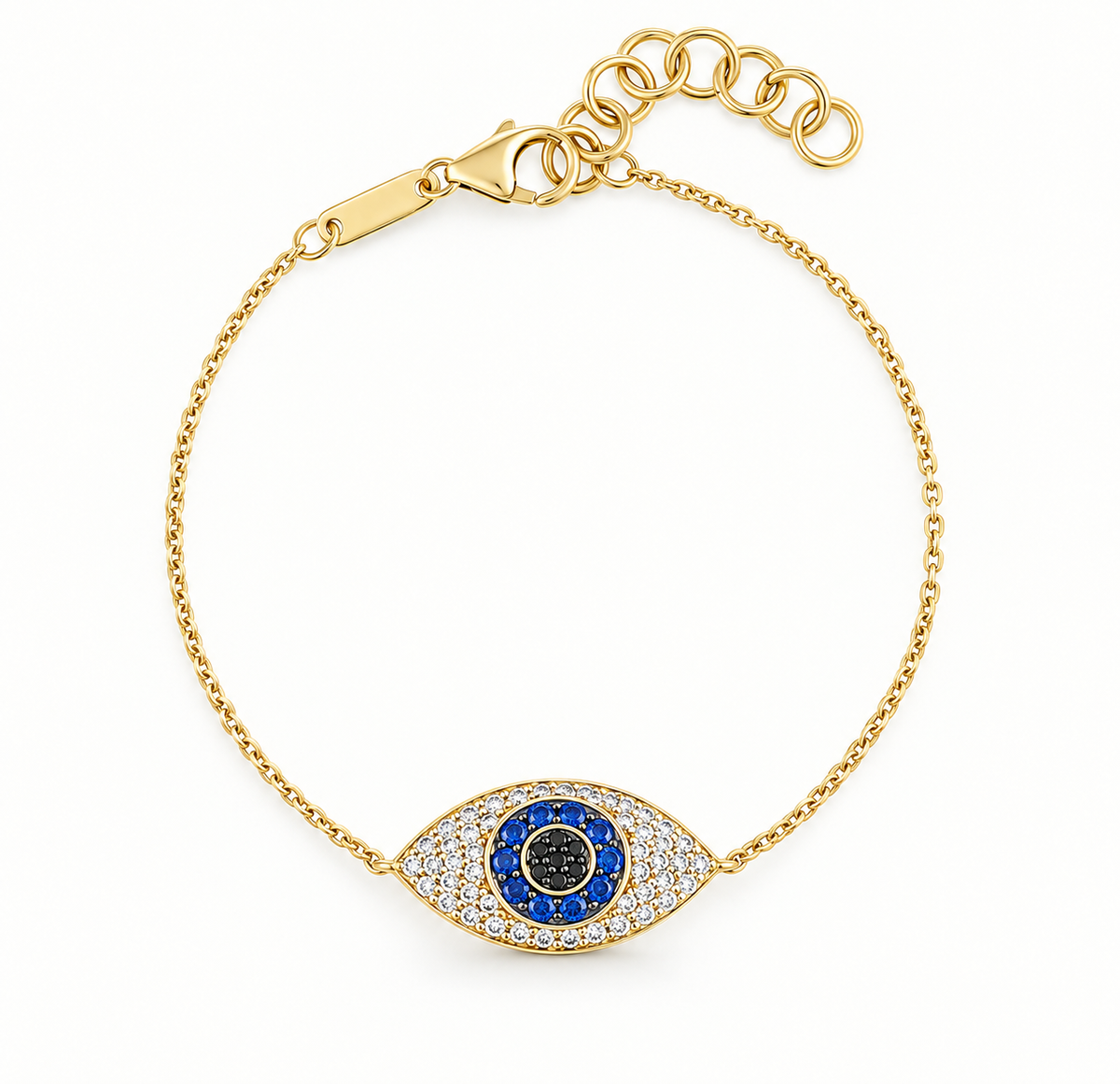 9K Gold Diamond & Sapphire Eye Bracelet