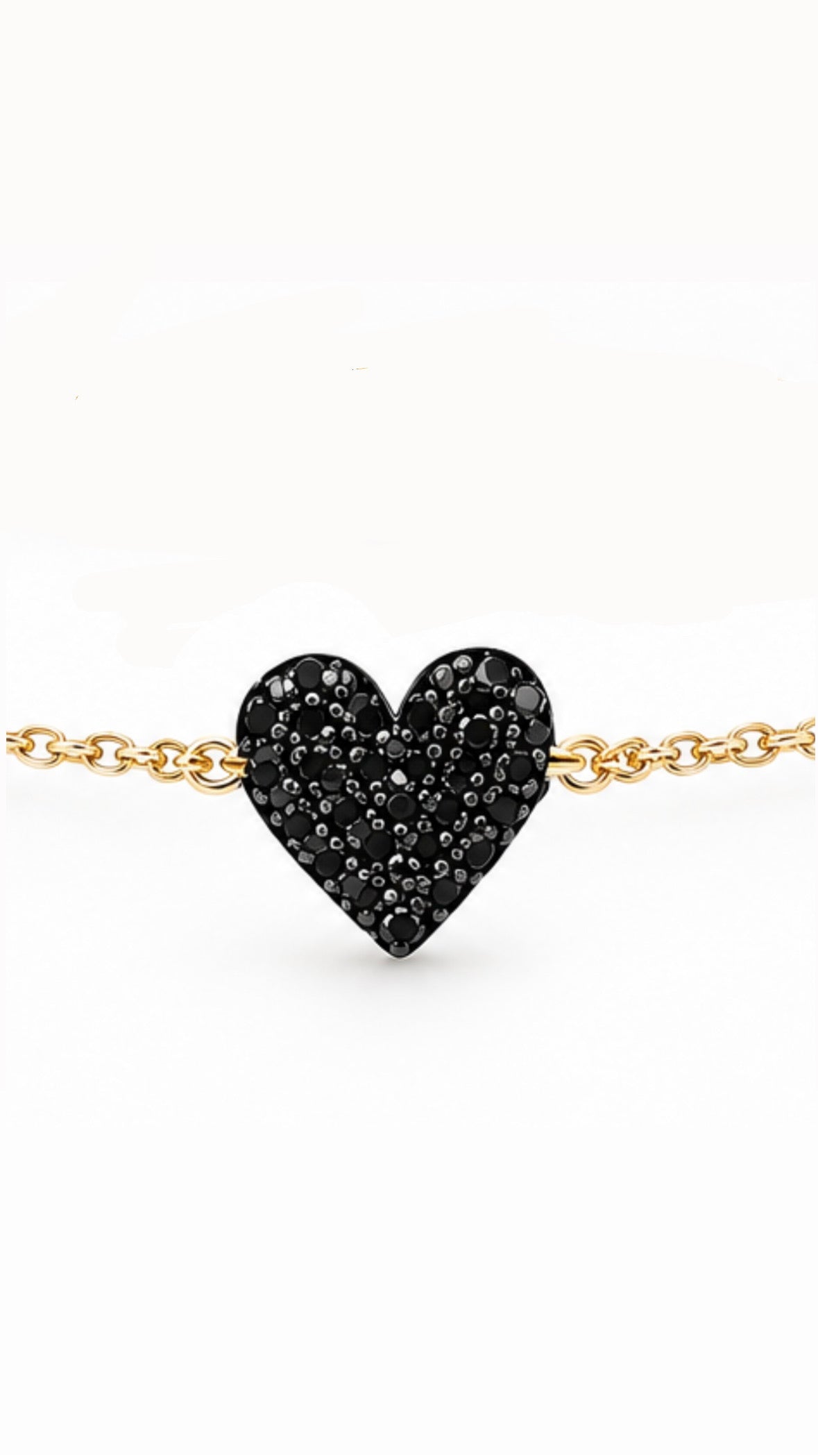 9K Gold 0.20ct Black Diamond Heart Bracelet