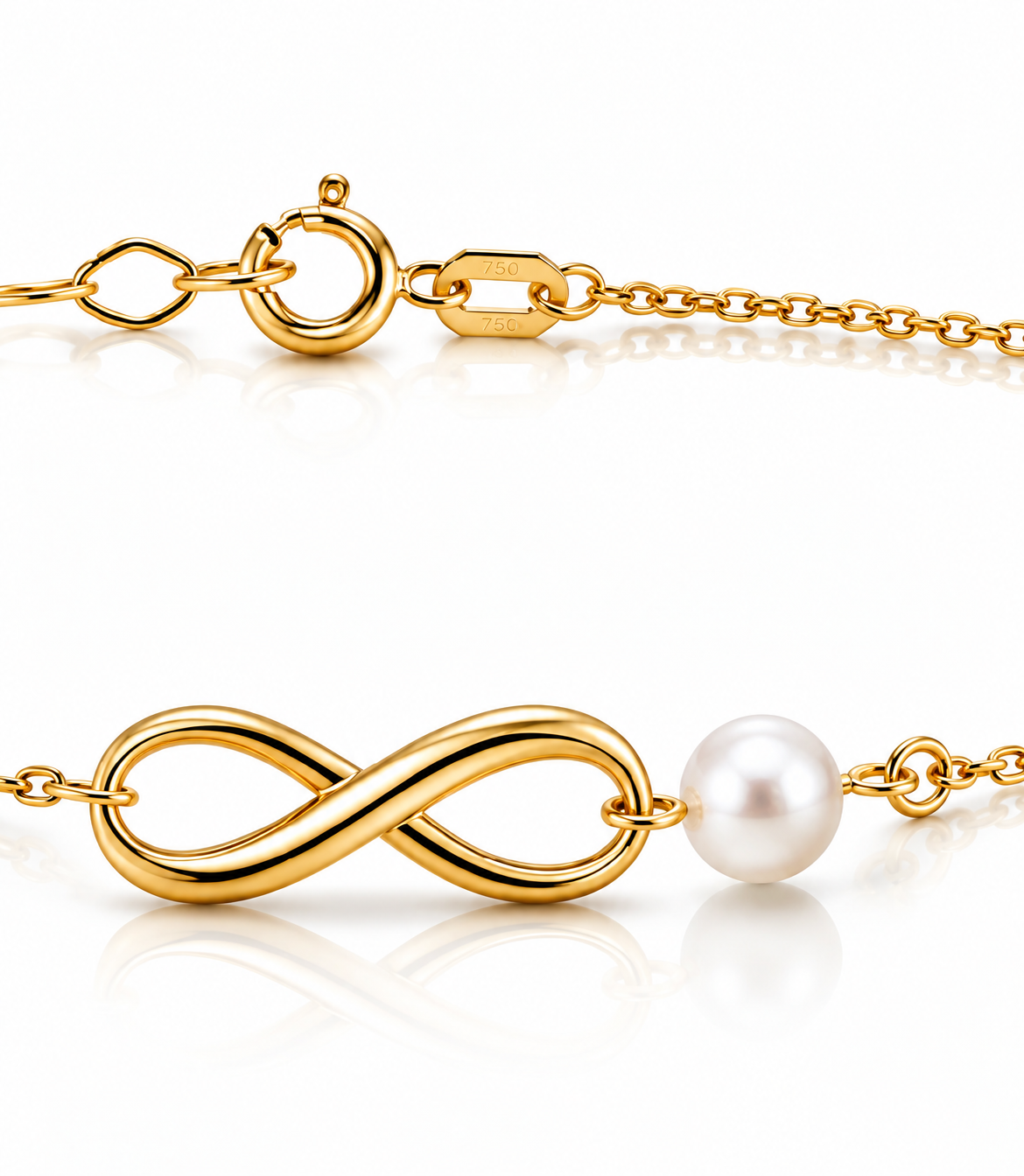 9K Gold Freshwater Pearl Infinity Bracelet