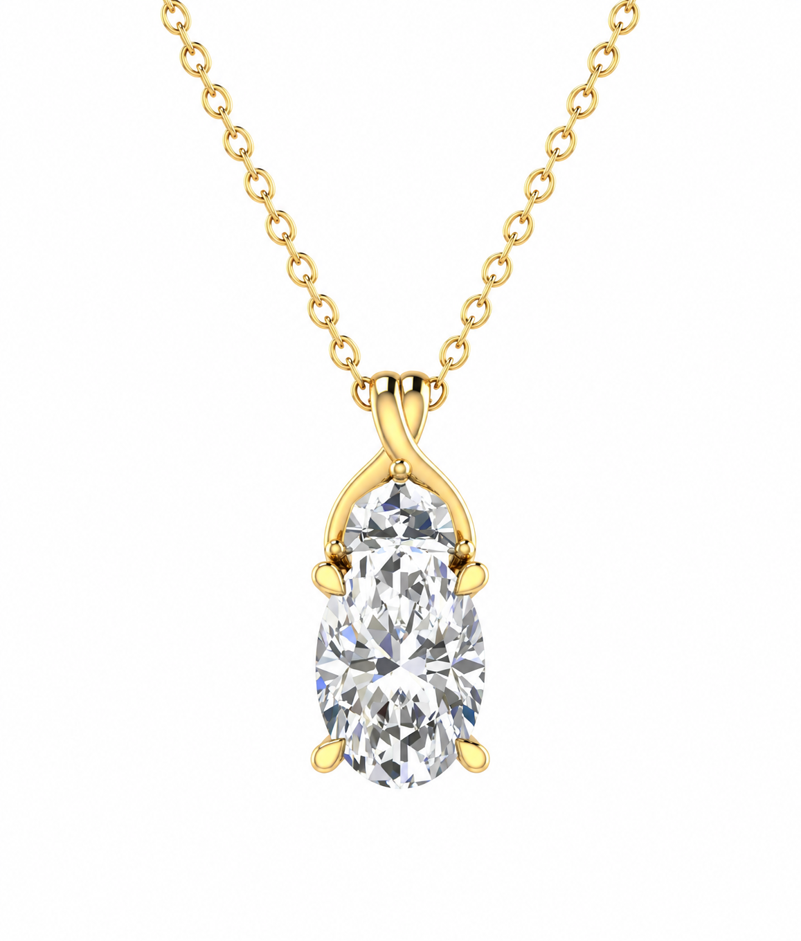 9K Gold 1.68ct Oval Diamond Necklace