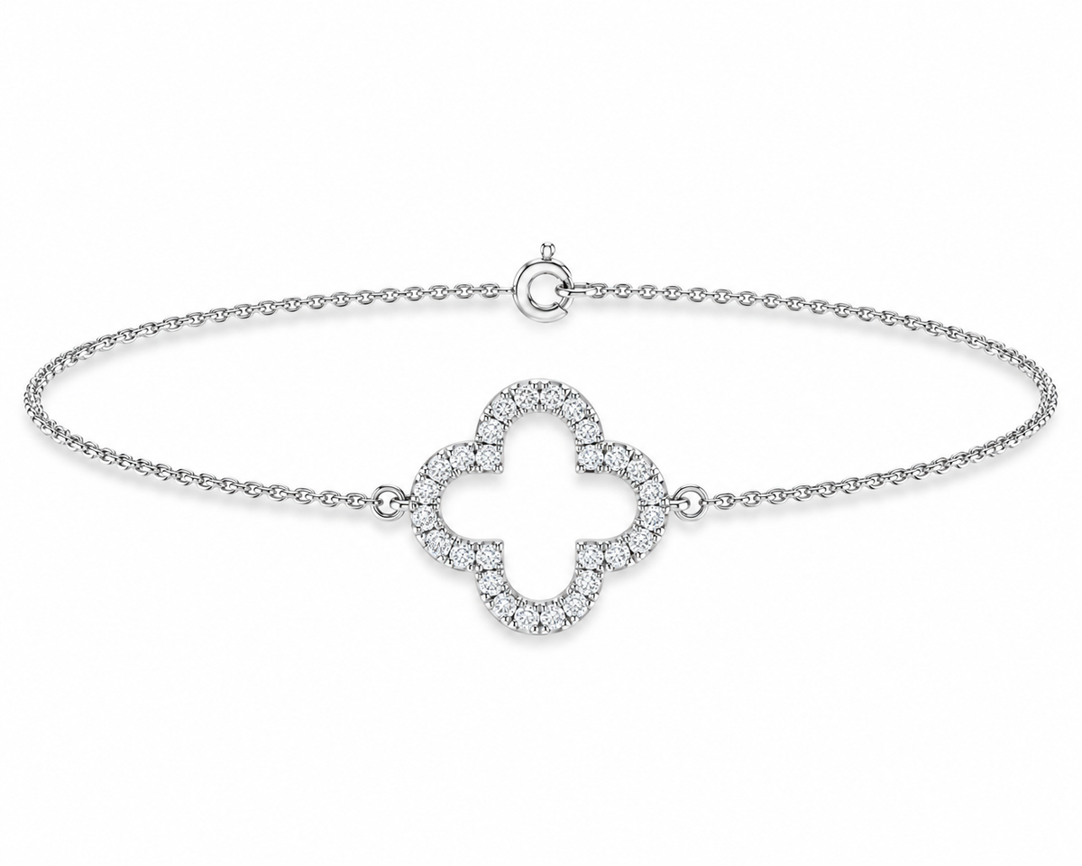 9K Gold 0.10ct Diamond Clover Bracelet