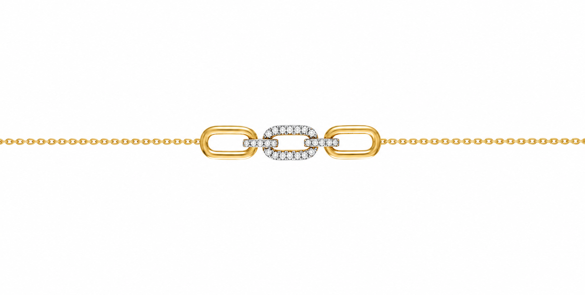 9K Gold 0.10ct Diamond Link Bracelet