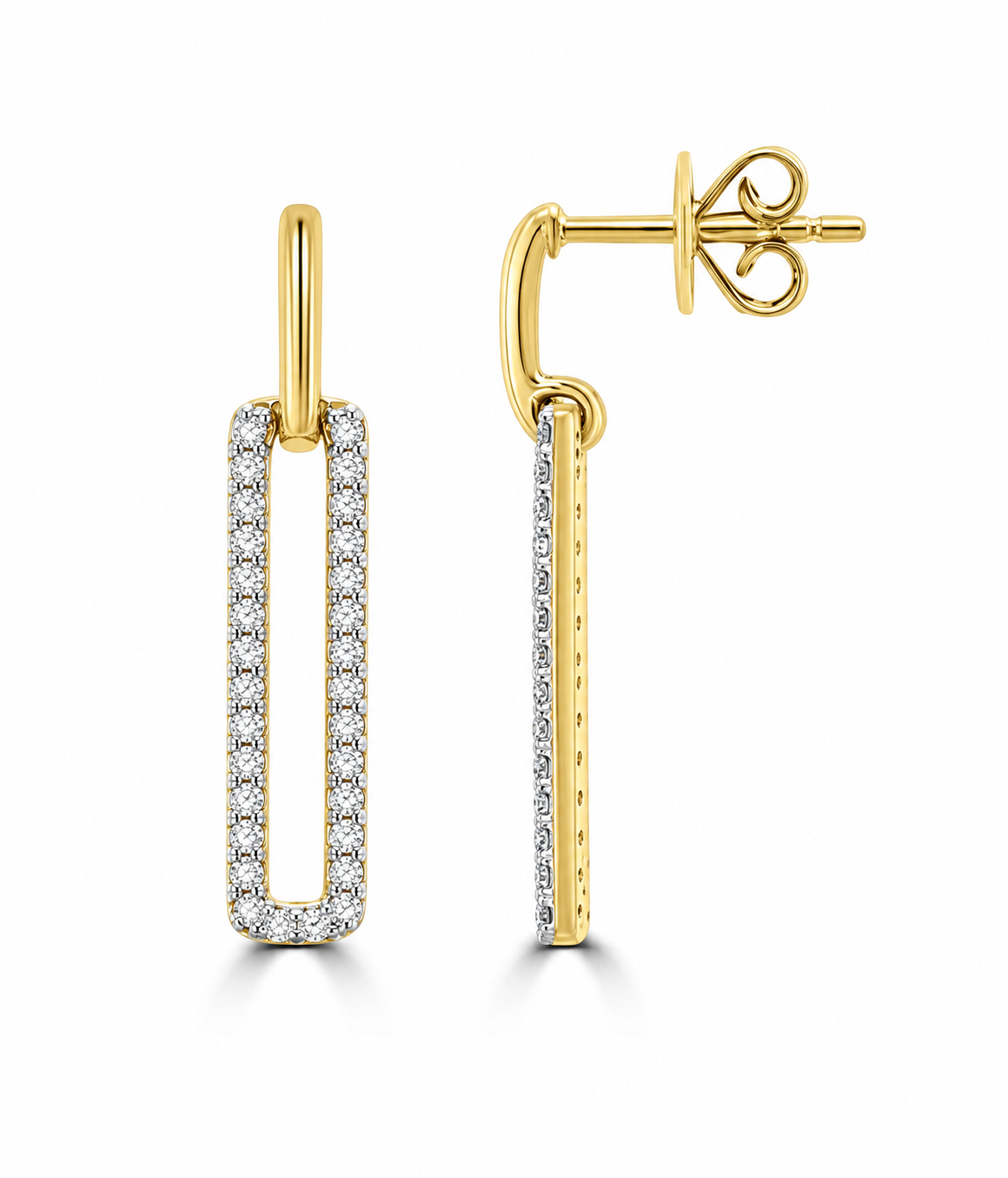 9K Gold 0.27ct Diamond Link Drop Studs