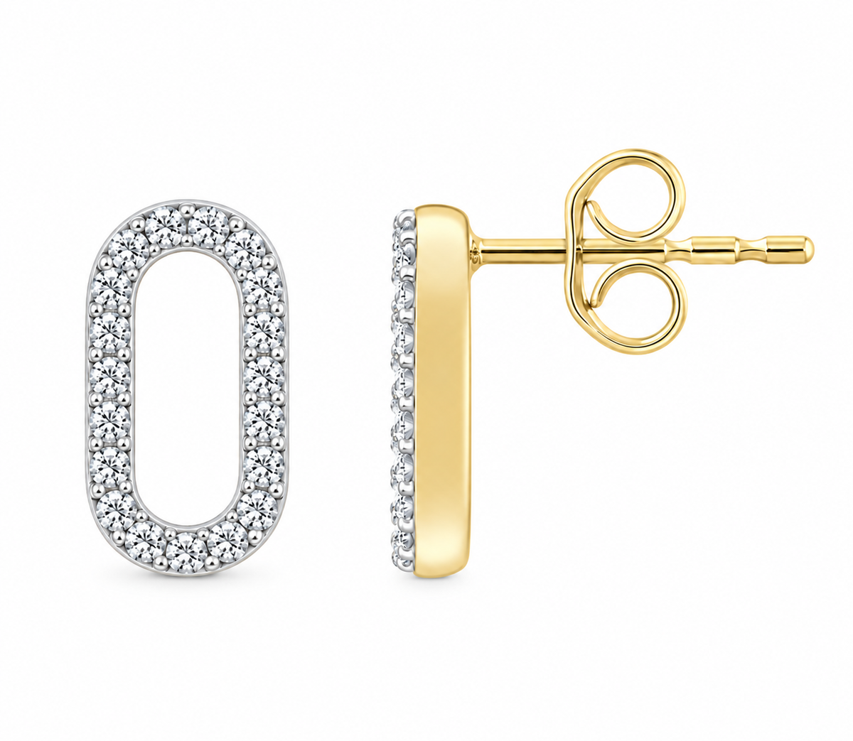9K Gold 0.14 Diamond Oval Studs