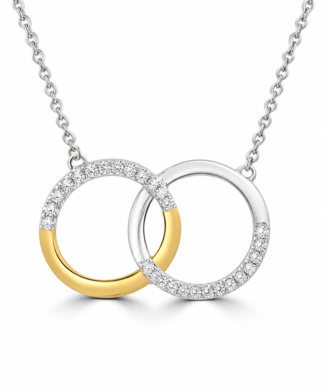 9K Gold 0.10ct Diamond Circle Links Necklace