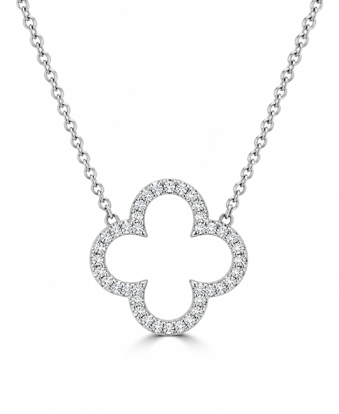 9K Gold 0.12ct Diamond Clover Necklace