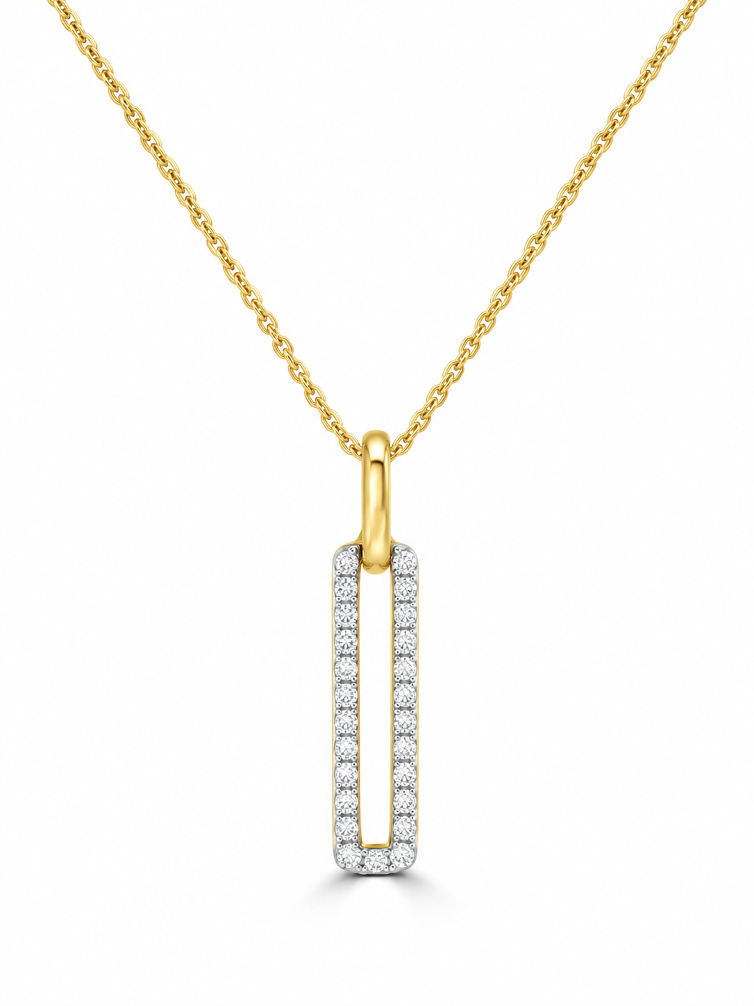 9K Gold 0.13ct Diamond Link Drop Necklace