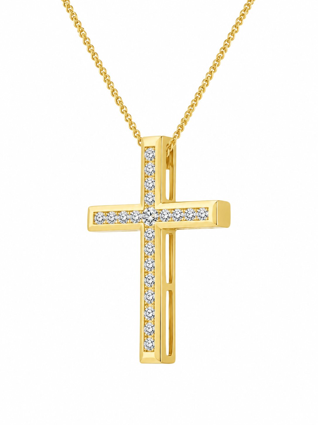9K Gold 0.50ct Diamond Cross Necklace