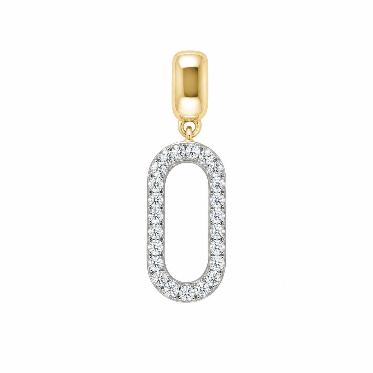 9K Gold 0.07ct Diamond Oval Link Pendant