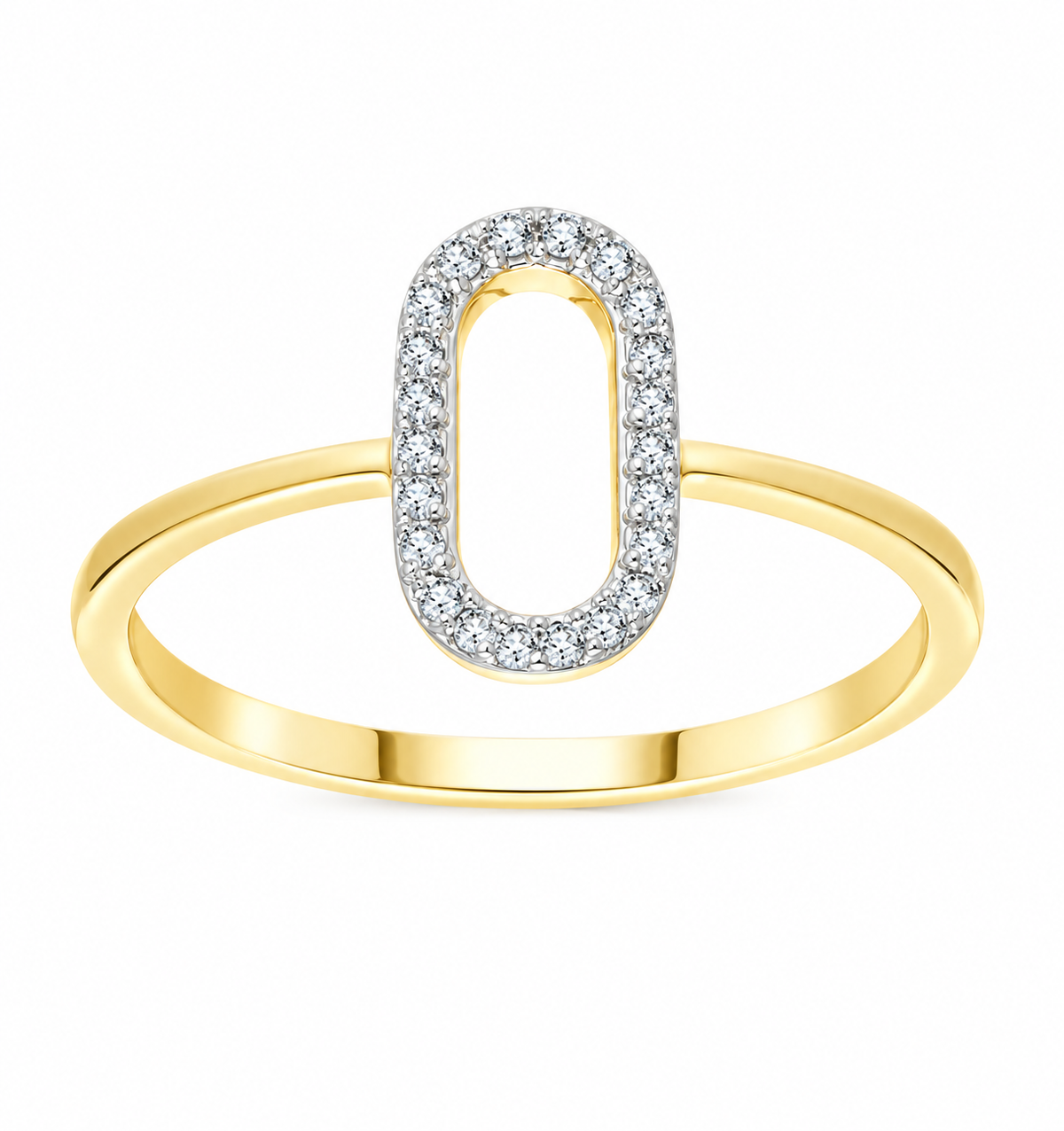 9K Gold 0.07ct Diamond Oval Link Ring