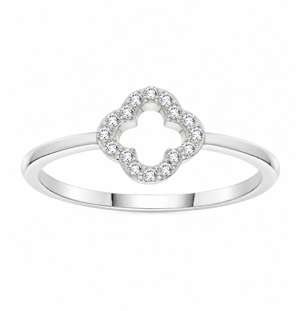 9K Gold 0.09ct Diamond Clover Ring