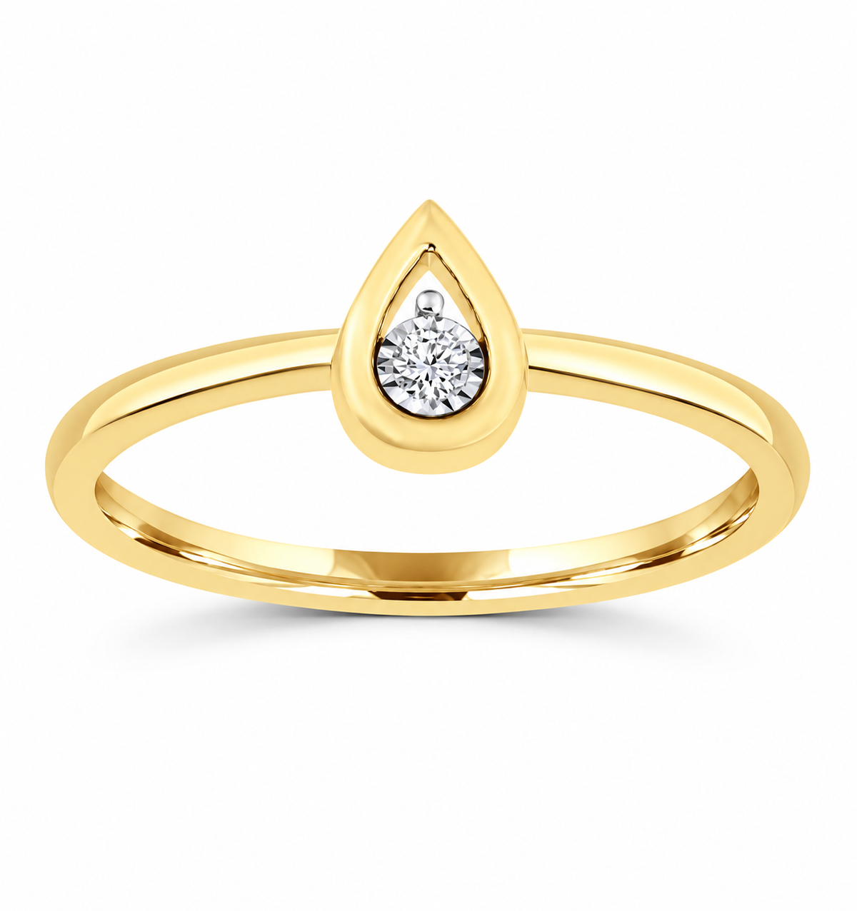 9K Gold 0.03ct Diamond Pear Ring