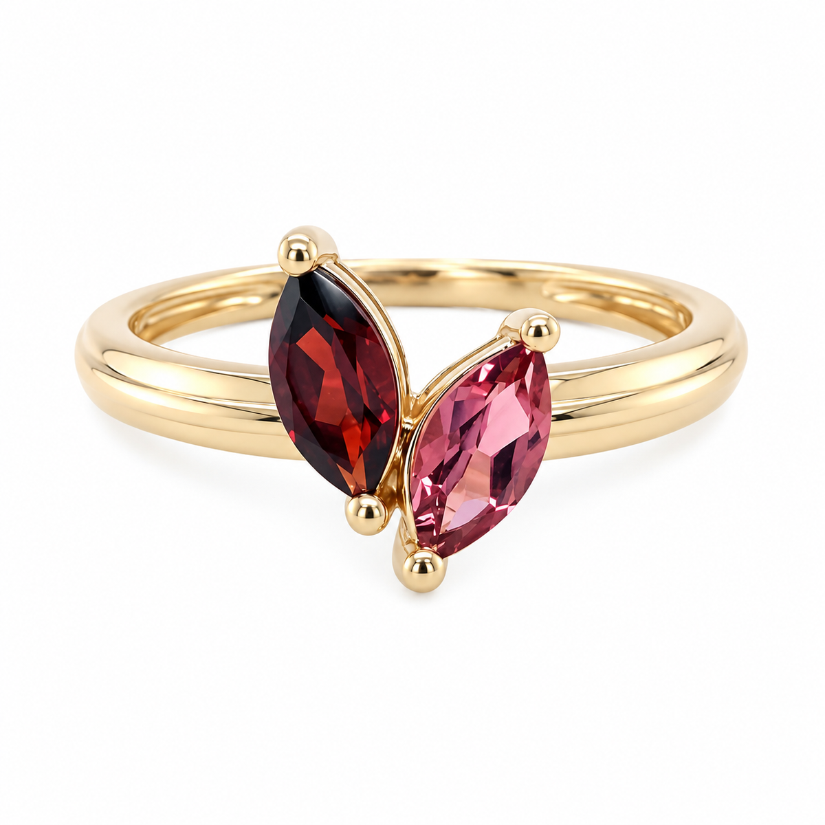 9K Gold Garnet & Tourmaline Ring