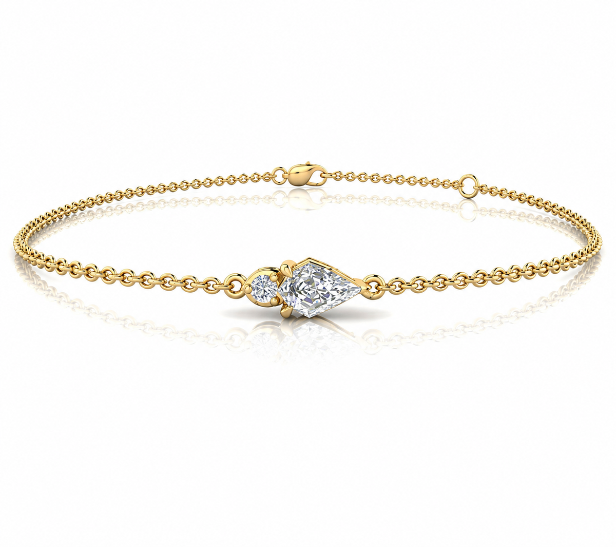 9K Gold 0.30ct Diamond Step-cut Pear Bracelet