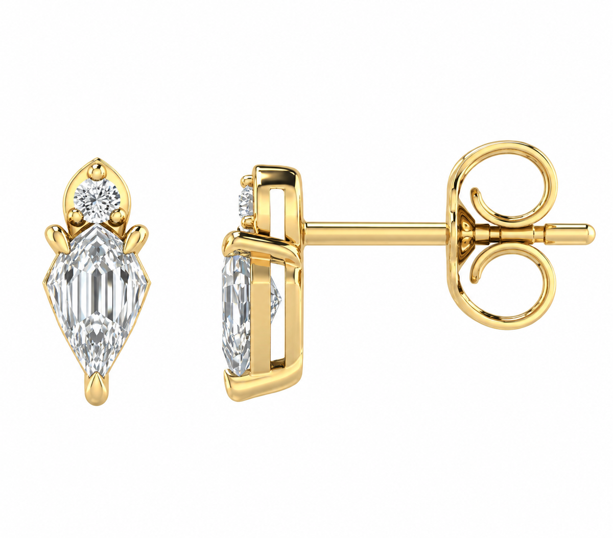 9K Gold 0.35ct Diamond Step-cut Pear Studs