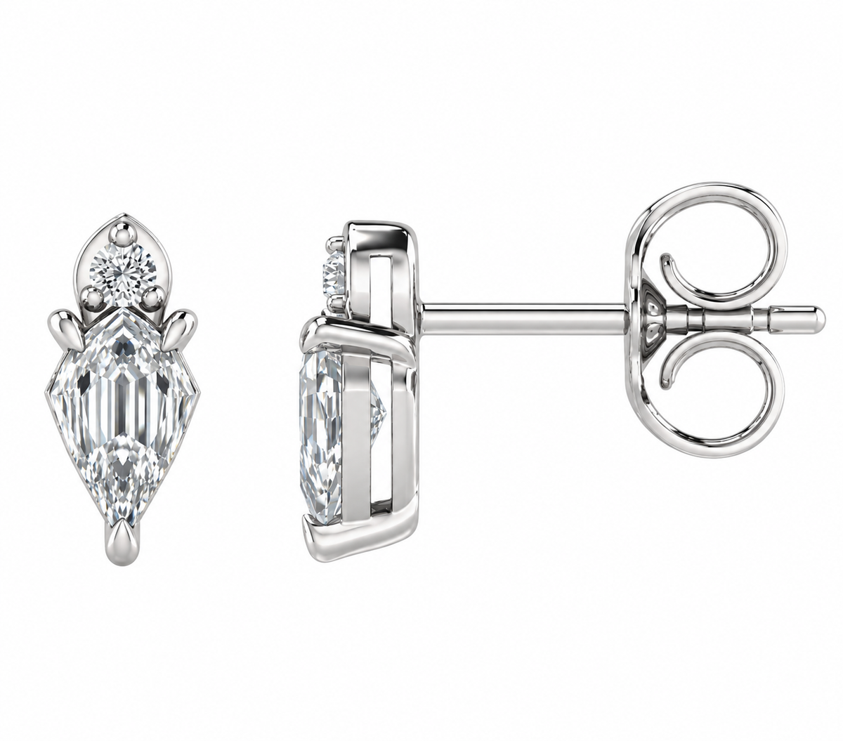 9K Gold 0.35ct Diamond Step-cut Pear Studs