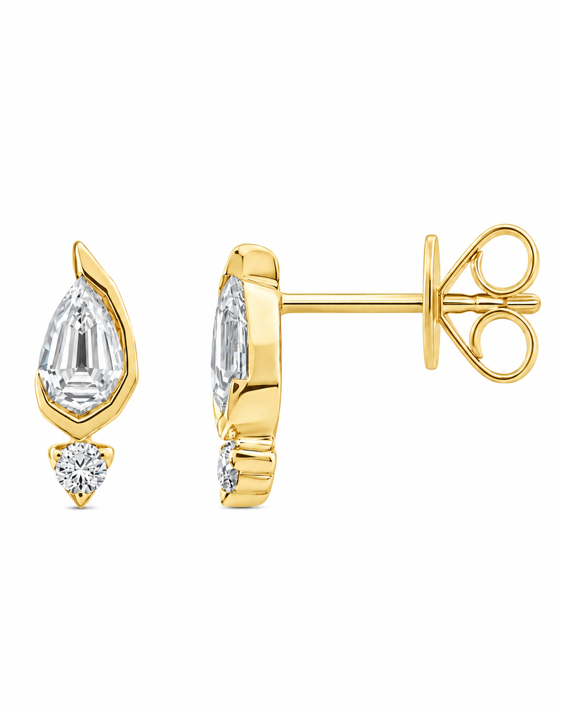 9K Gold 0.65ct Diamond Step-cut Pear Studs