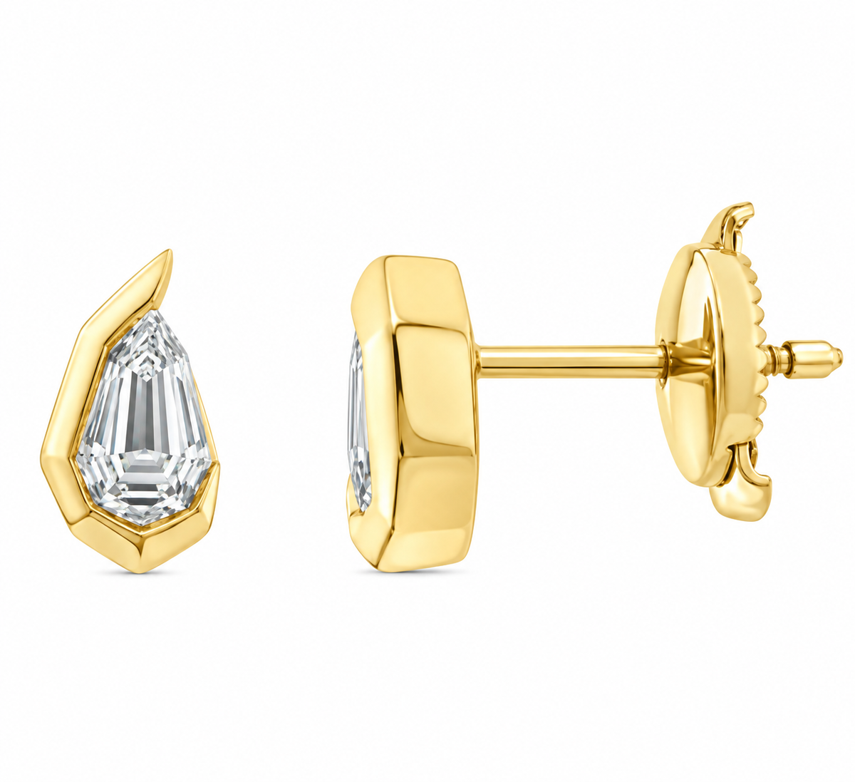 9K Gold 0.60ct Diamond Step-cut Pear Studs
