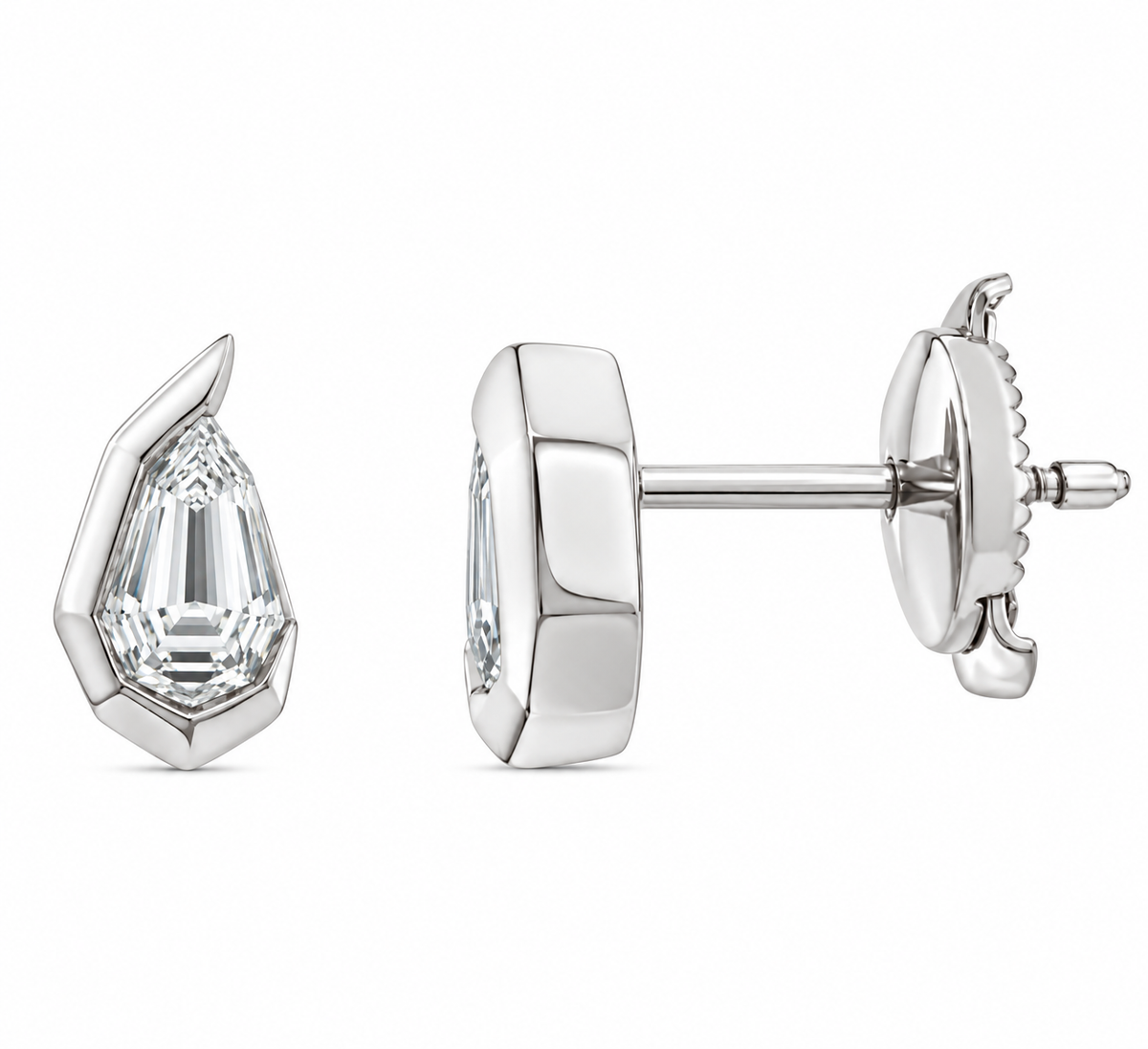 9K Gold 0.60ct Diamond Step-cut Pear Studs