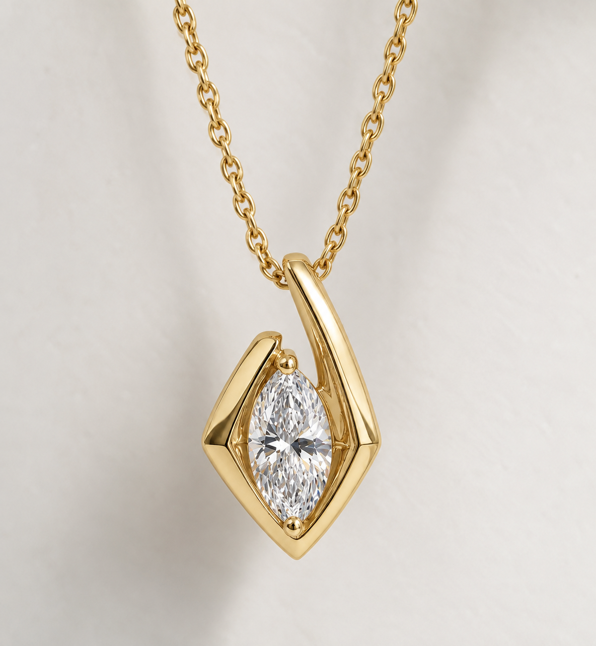 9K Gold 0.10ct Diamond Marquise Necklace
