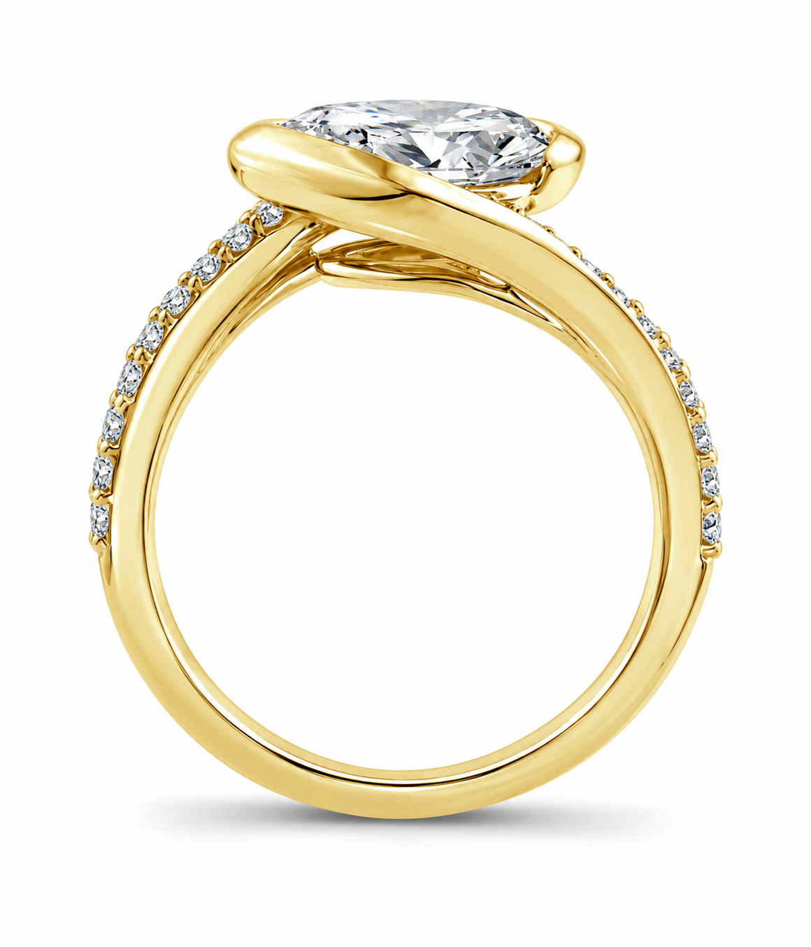 9K Gold 1.70ct Diamond Tilted Pear Ring