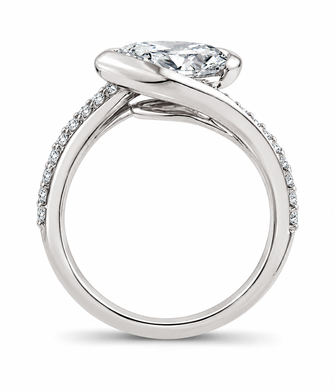 9K Gold 1.08ct Diamond Tilted Marquise Ring