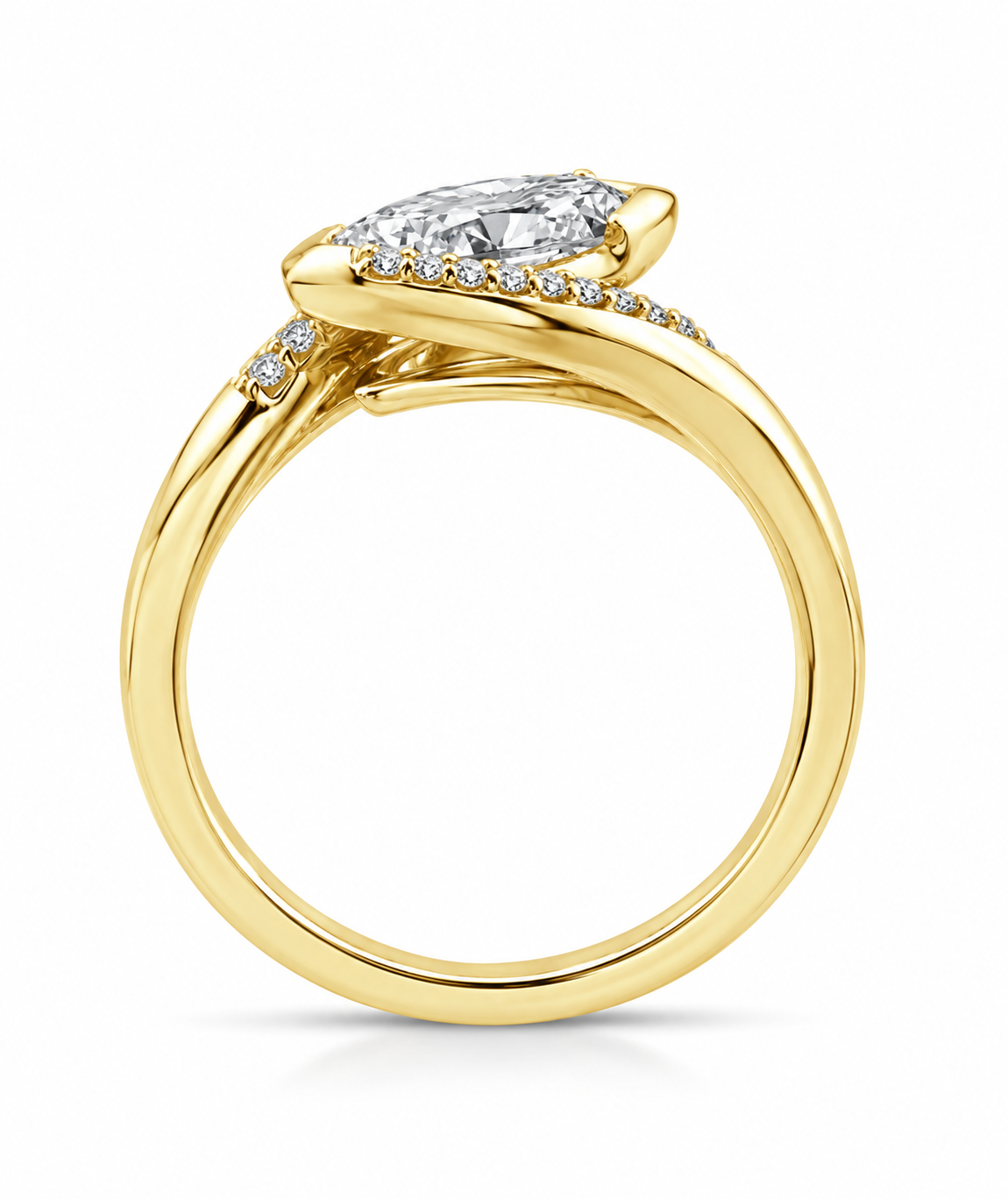 9K Gold 1.08ct Diamond Tilted Marquise Ring