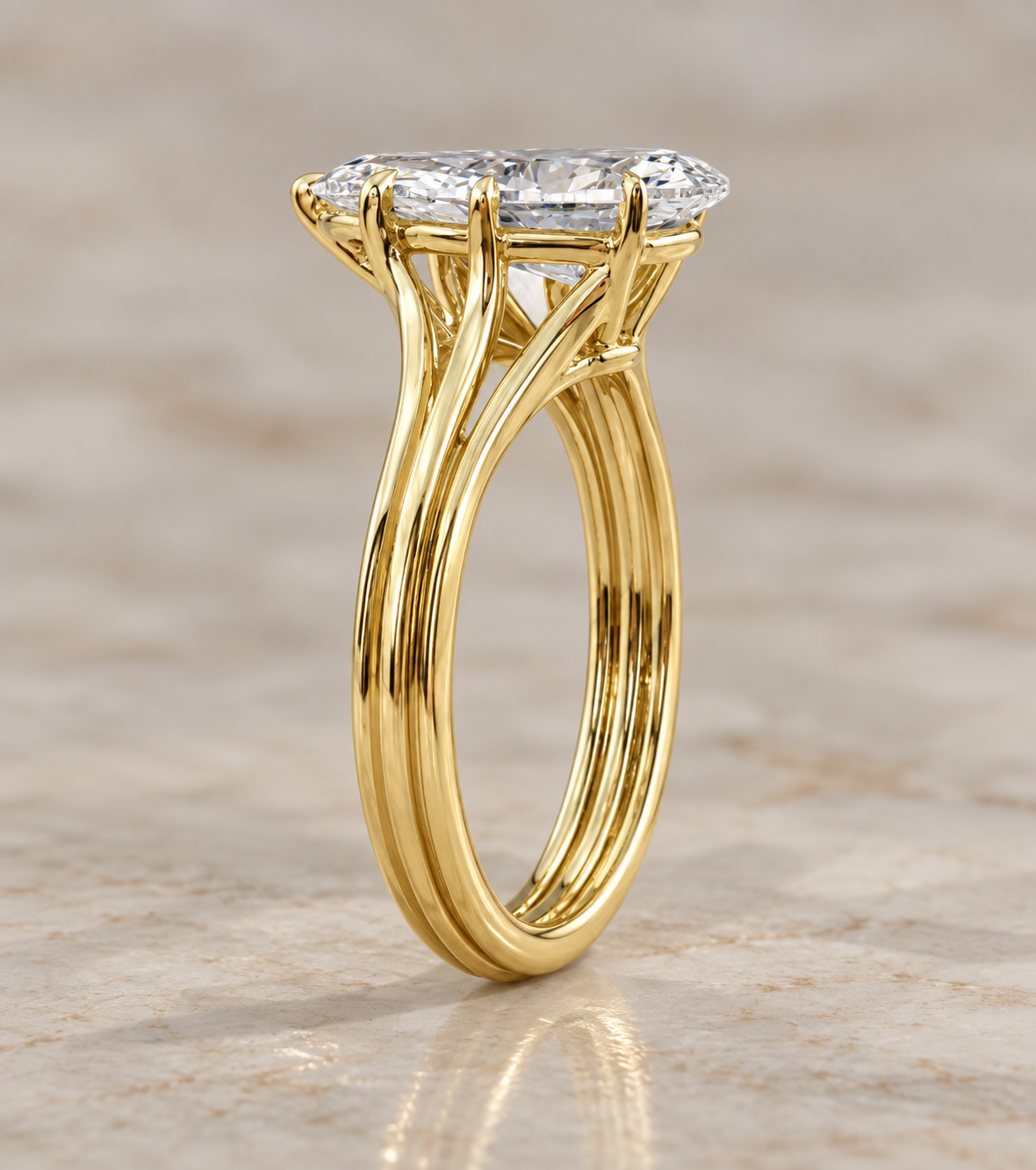 9K Gold 2ct Diamond Pear Split Band Ring