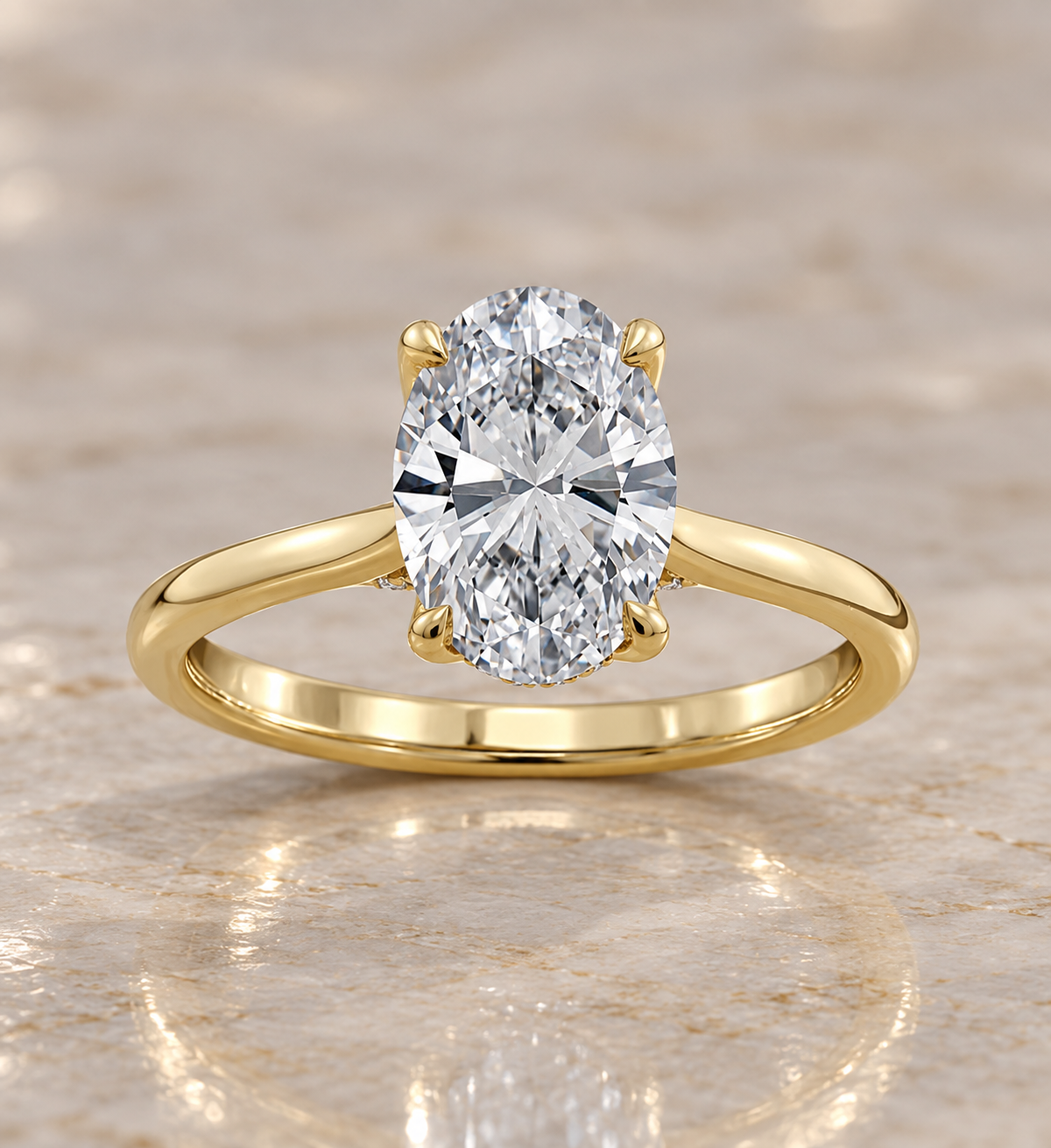 9K Gold 2.10ct Diamond Oval Ring