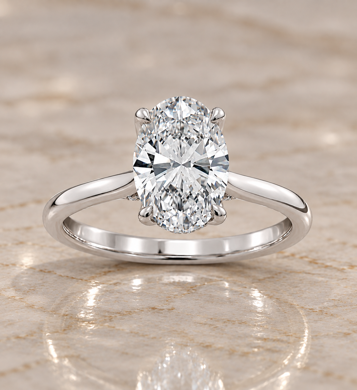 9K Gold 2.10ct Diamond Oval Ring