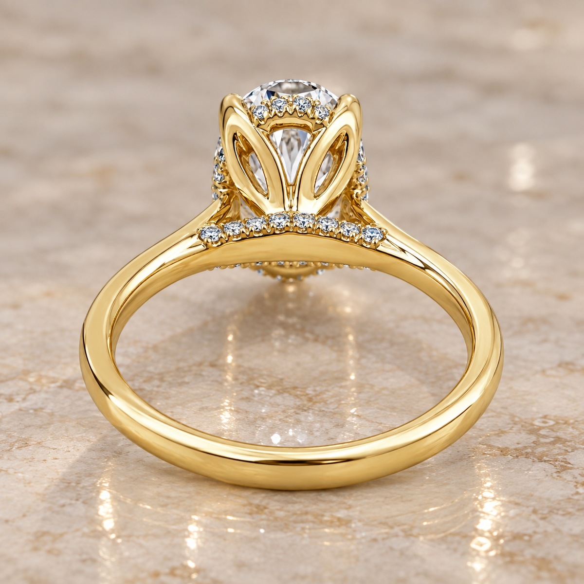 9K Gold 2.10ct Diamond Oval Ring