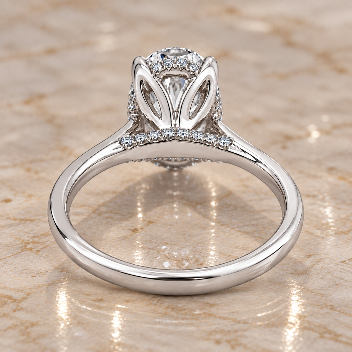 9K Gold 2.10ct Diamond Oval Ring